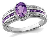 3/4 Carat (ctw) Natural Amethyst Ring with White Topaz 1/4 Carat (ctw) in Sterling Silver